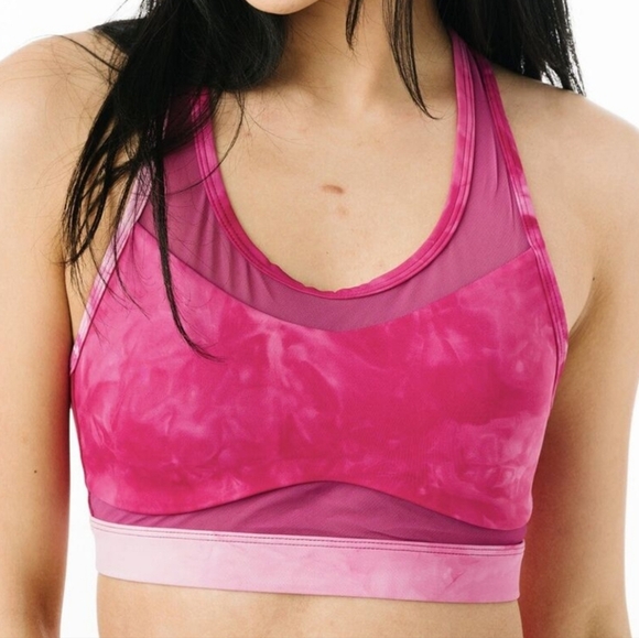 Zyia Active Tie Dye Fuchsia Hendrix Mesh Light n Tight Bra L - Picture 1 of 15